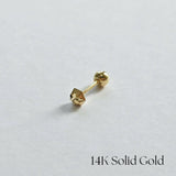 Minimalist hexagon cartilage earring on white backdrop