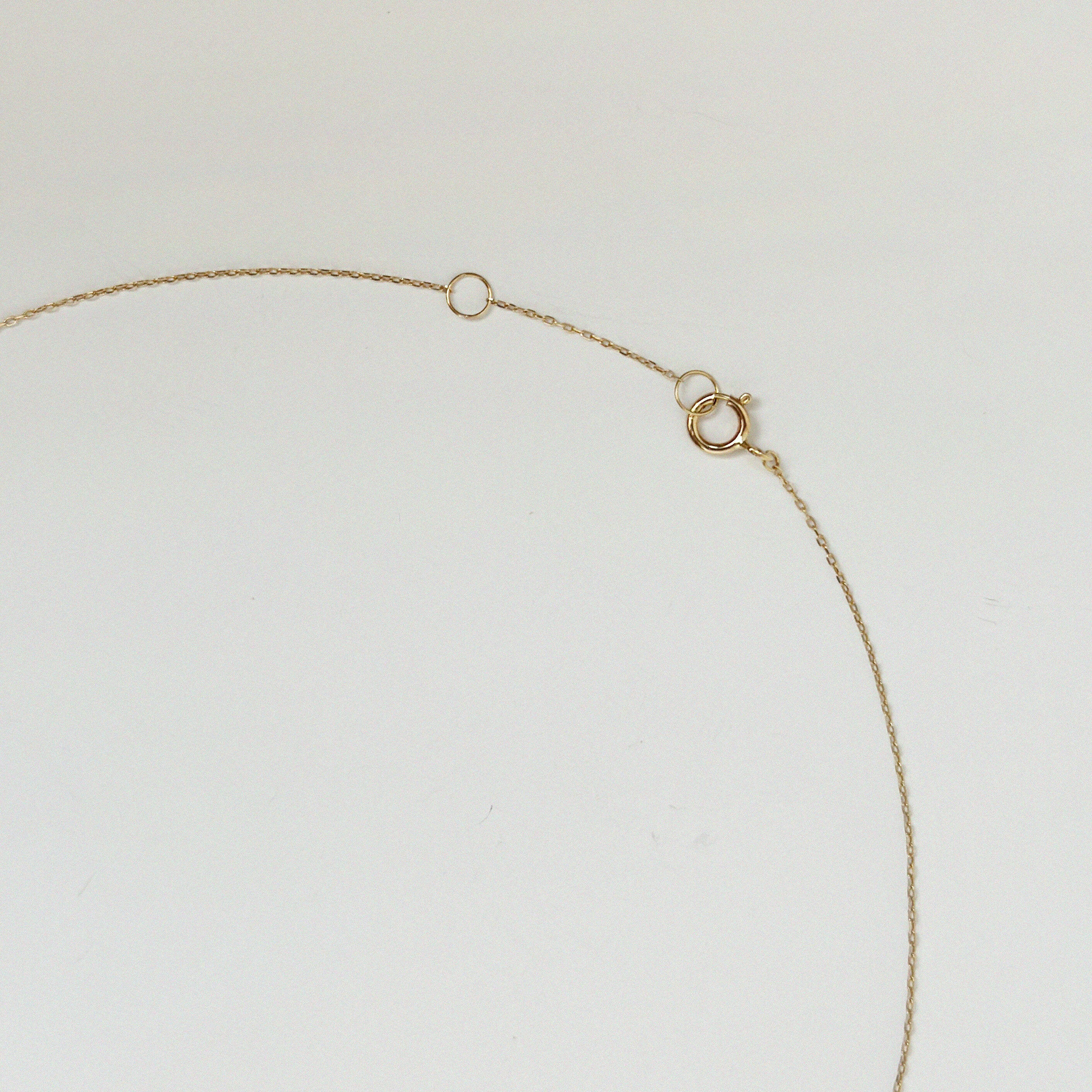 Close-up of the 14K gold spring clasp and extender ring
