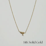 14K Gold Leaf With Crystal Necklace displayed against soft white background