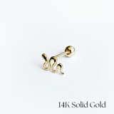 14K Sleek Snake Cartilage Earring
