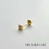 Side view of Square Crystal Cartilage Earring, showing clean lines and sparkle