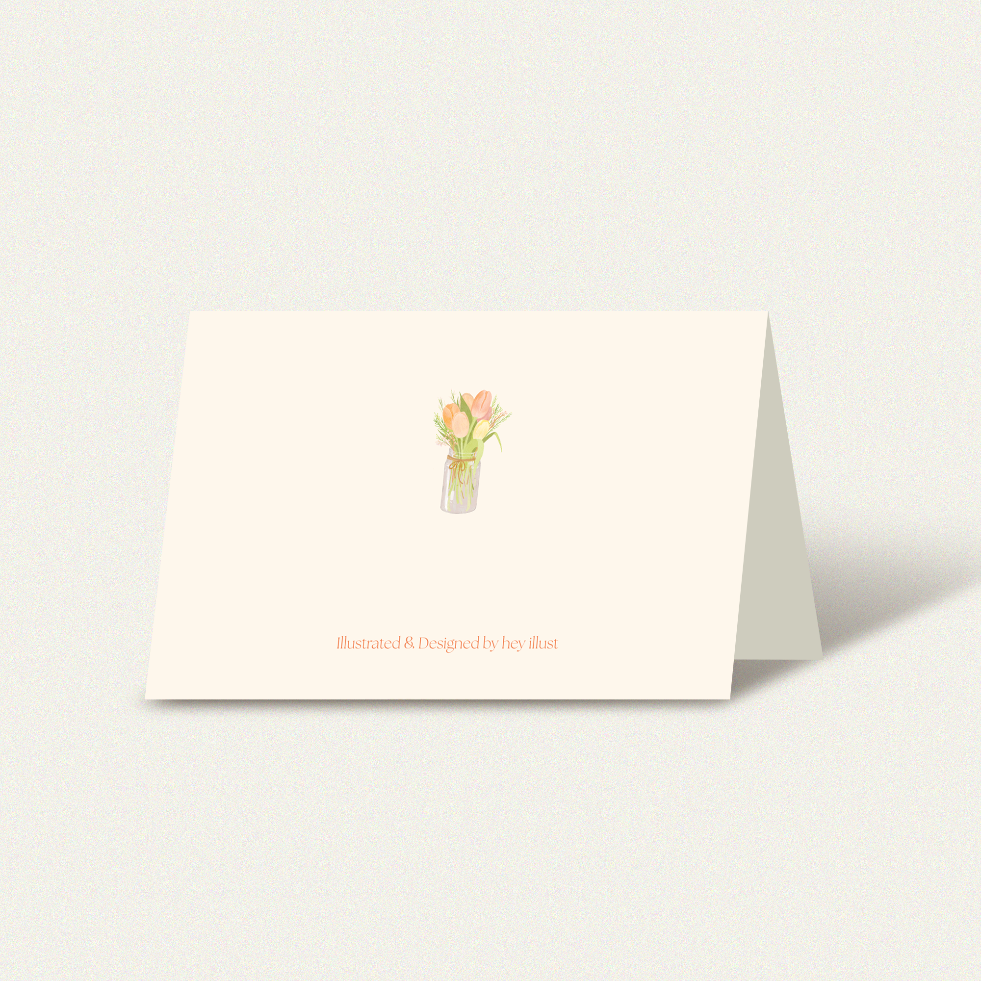 Thinking of You card with thoughtful tulip flower drawing in soft color, elegant and heartfelt design