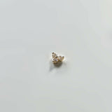 Close-up of the earring’s curved placement