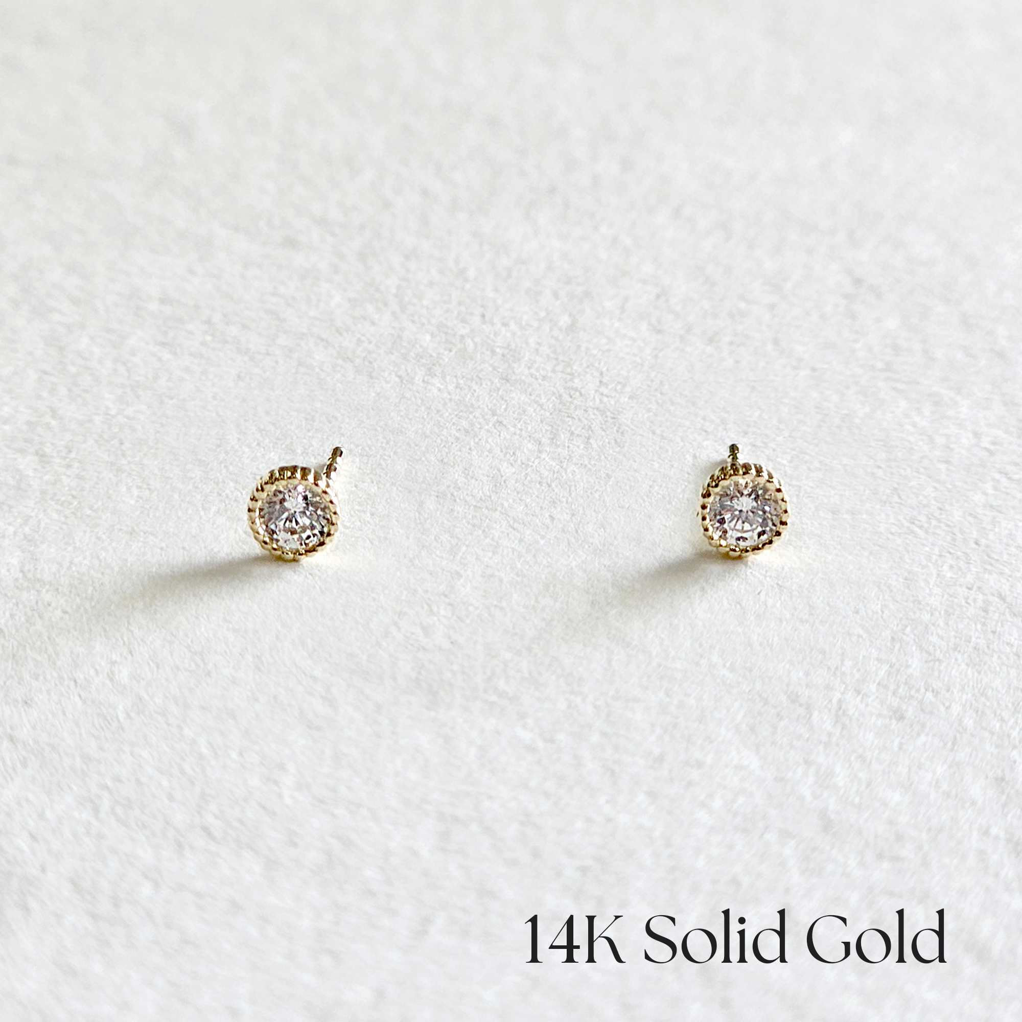 14K Simple Crystal Studs - Main Image