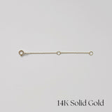 7cm 14K solid gold chain extender with spring ring clasp and O-rings – tarnish-free & hypoallergenic.