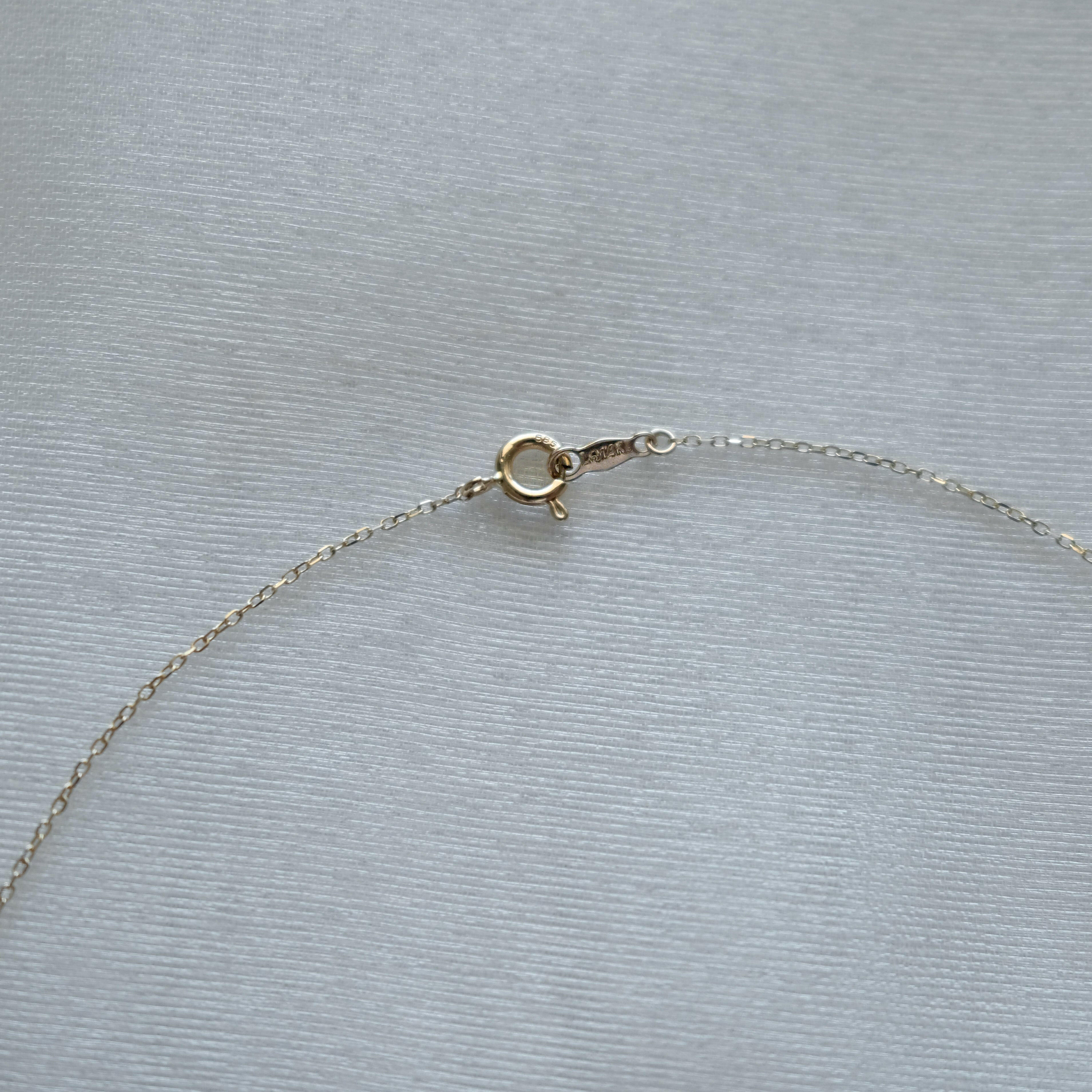 Spring clasp and chain extension detail of the 14K Amour Necklace captured from the back