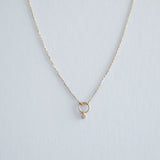 14K Circle w Diamond Necklace