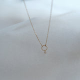 14K Circle w Diamond Necklace
