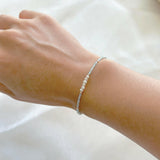 Model wearing Gemma Beads Bracelet with Blue Apatite gemstones