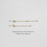 Gold filled extension chains laid flat in 5cm and 7cm lengths