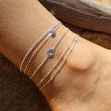Petite Circle Anklet in sterling silver featuring circle charm, perfect beach jewellery to elevate your style