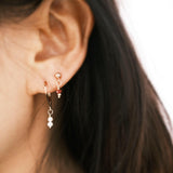 Chic ear styling with Piccola drop earrings and Olivia Pearl Earrings