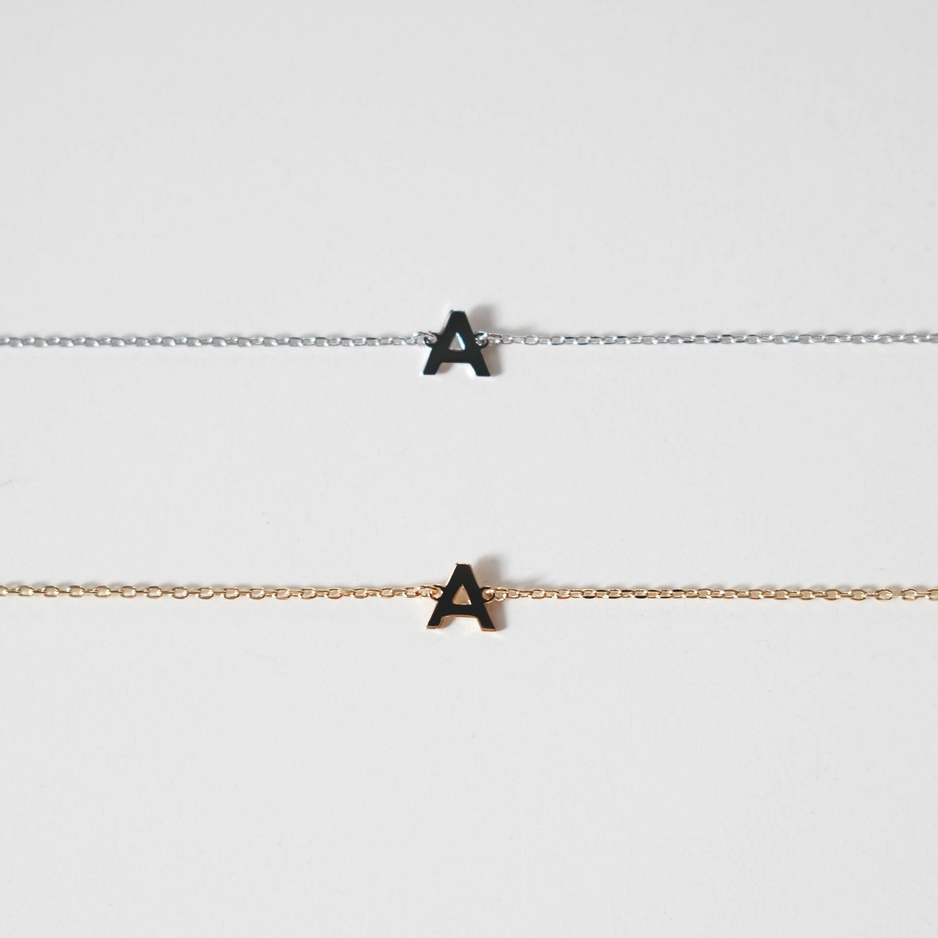 Initial bracelet featuring a minimal design, perfect as a dainty letter bracelet gift with simple and elegant style.