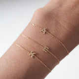Initial bracelet featuring a minimal design, perfect as a dainty letter bracelet gift with simple and elegant style.