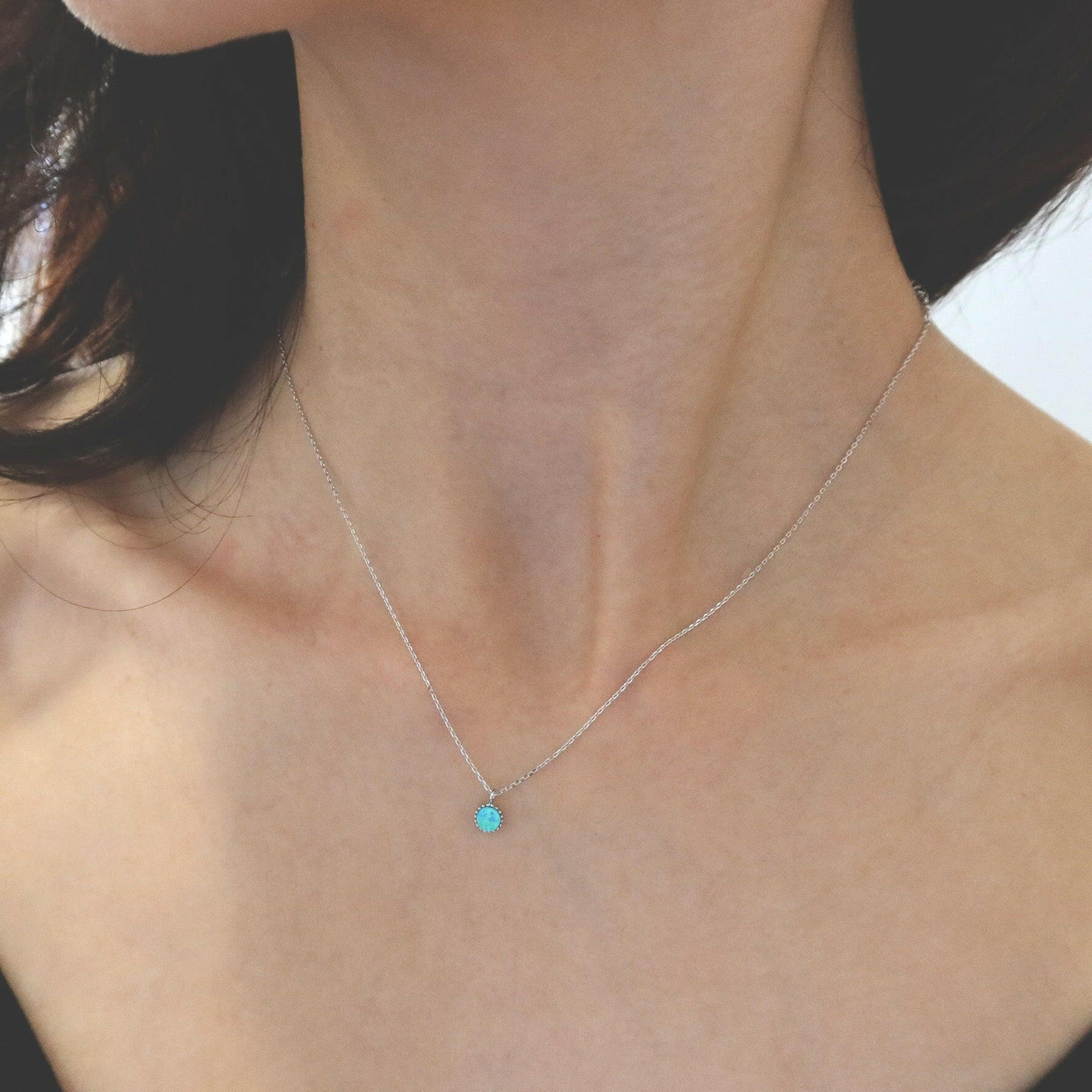 Elegant blue opal necklace pendant, perfect for a stylish and calming touch to elevate your look