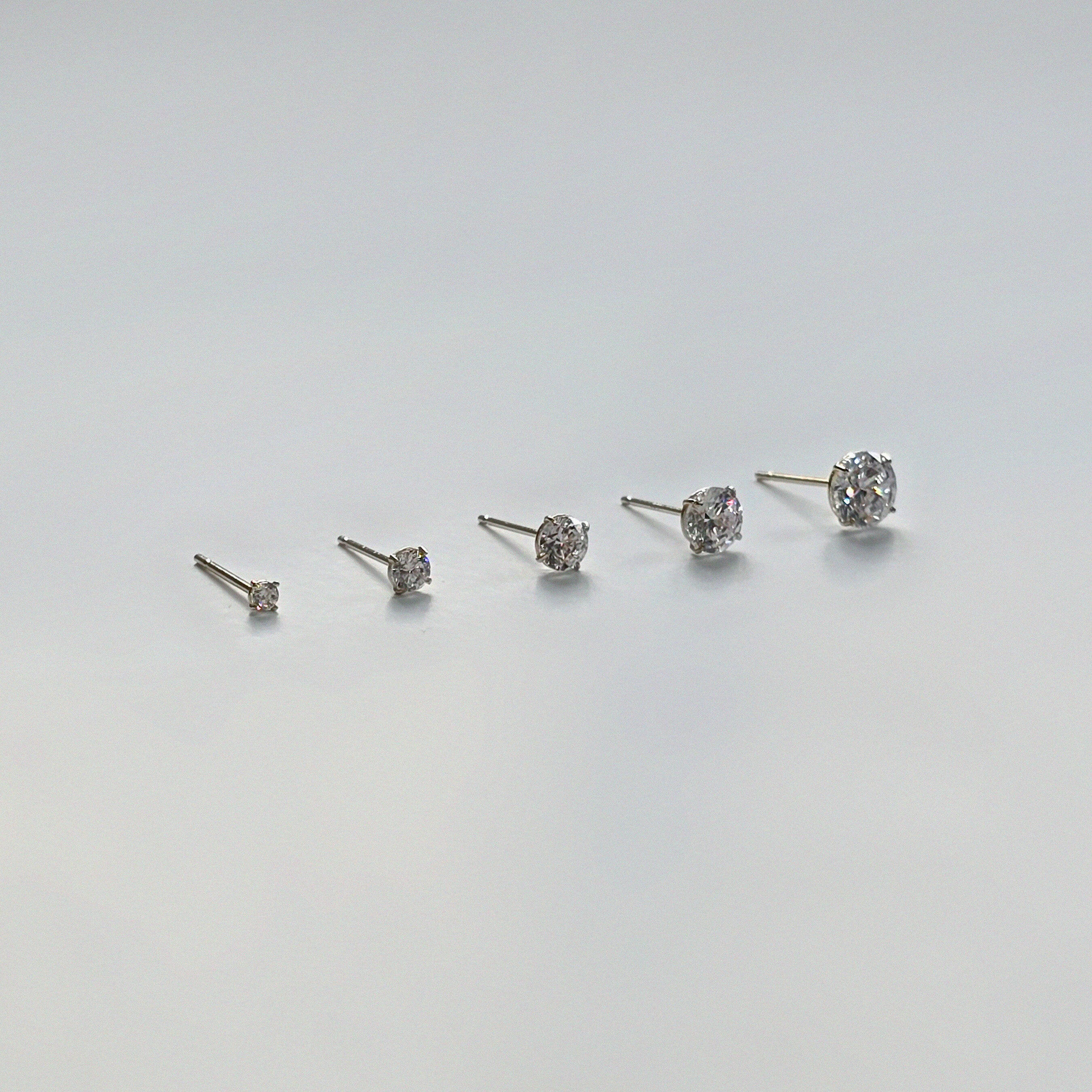 14K Petite Crystal Studs (5 Sizes).