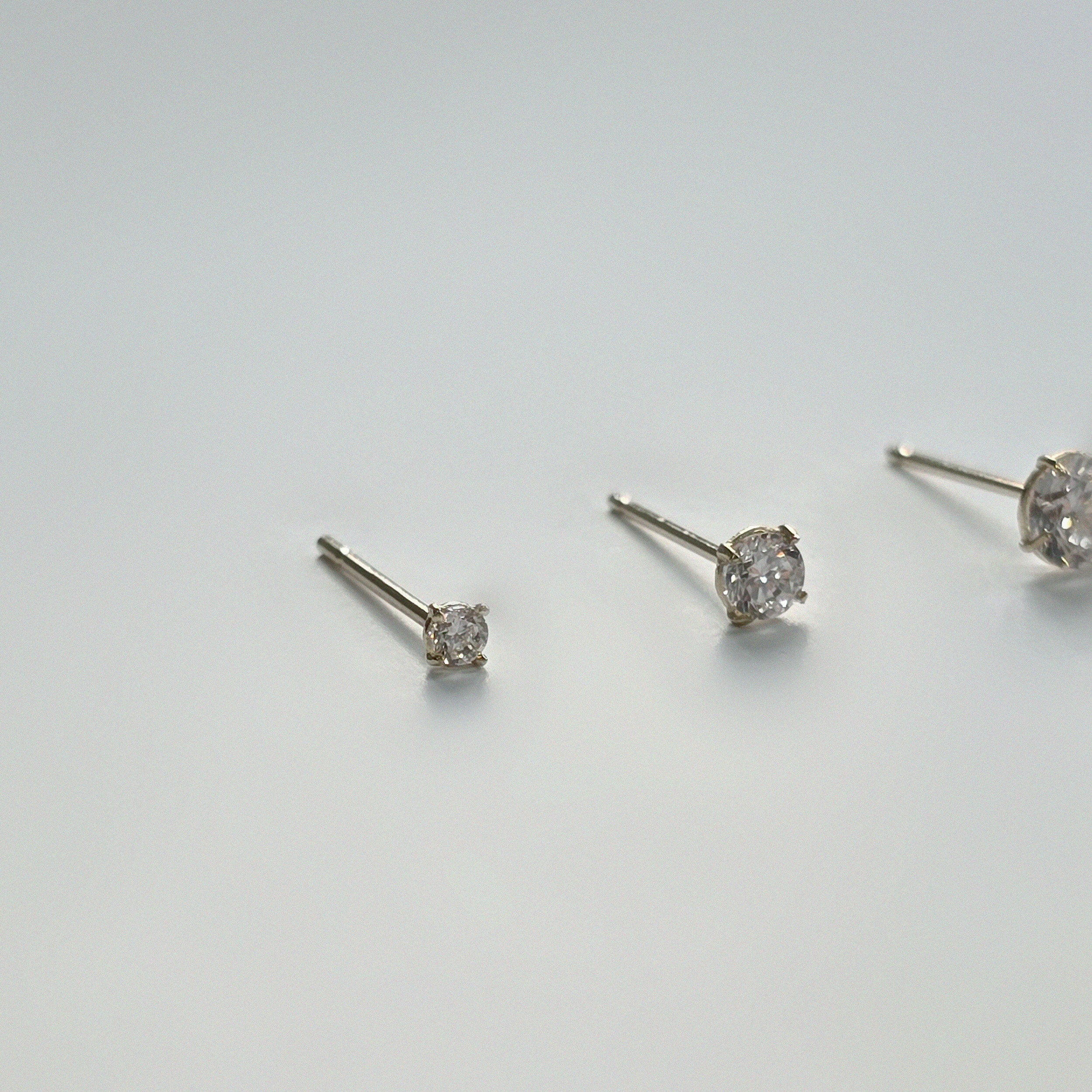 14K Petite Crystal Studs (5 Sizes).