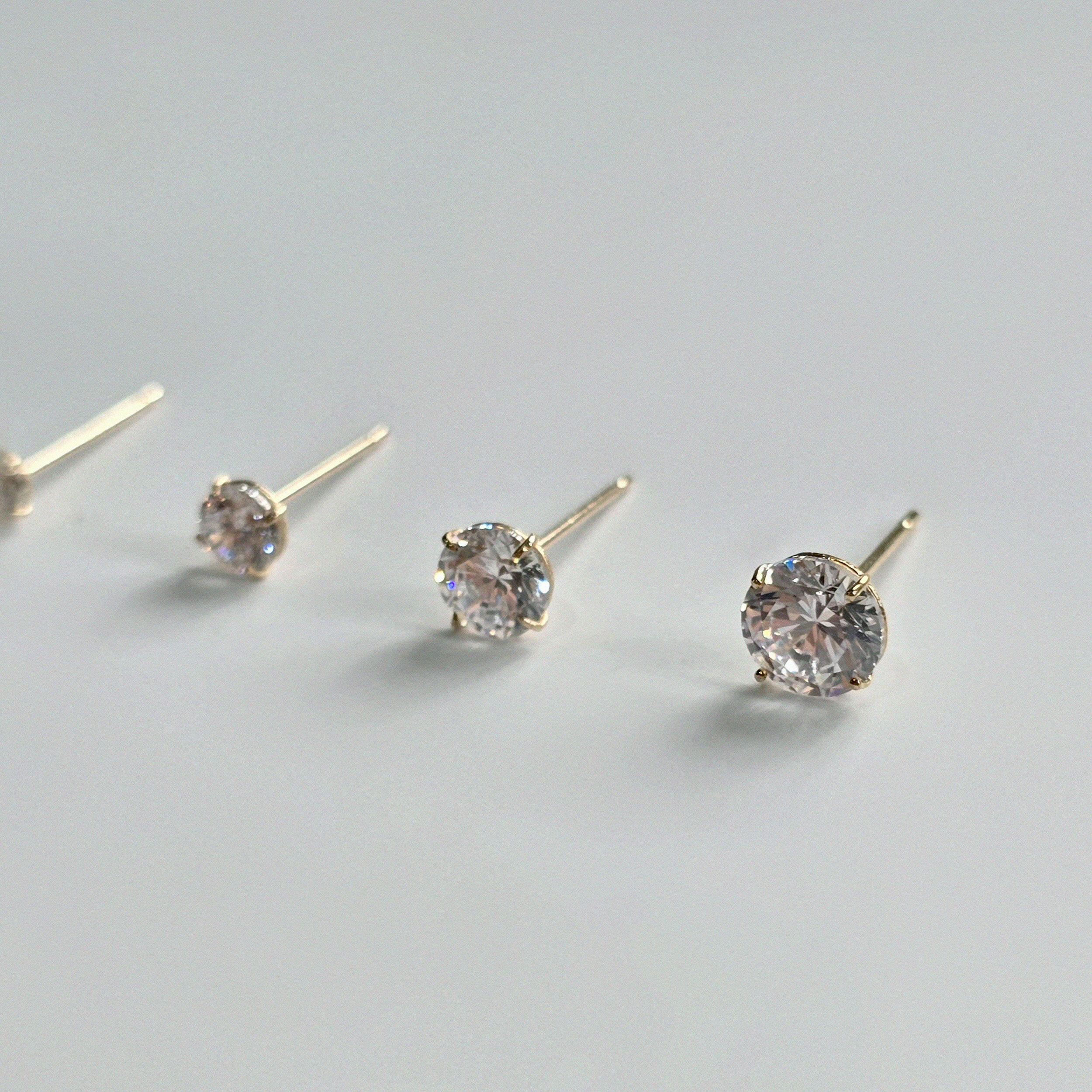 14K Petite Crystal Studs (5 Sizes).