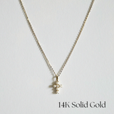 Perla Cross 14K Solid Gold Necklace