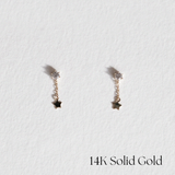 Star Chian Drop 14K Solid Gold Earrings