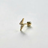Lightning bolt cartilage earring viewed from side profile