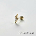 Side close-up of the Lightning bolt cartilage earring on white background