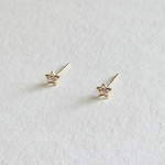 Angled view of Shining Star earrings highlighting sparkle and shape