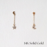 Front view of 14K Sky Chaser Earrings with sparkling CZ set in gold