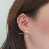 14K White Tiny Star Studs