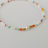Multi Beads & Single Pearl Bracelet