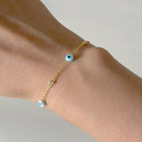 Triple Evil Eye With Crystal Bracelet