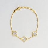Triple Mother of Pearl Clover Bracelet