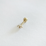 Double Crystal 14K Solid Gold Cartilage Earring