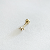 14K Double Crystal Cartilage Earring