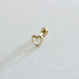 Lil Hollow Heart 14K Solid Gold Cartilage Earring