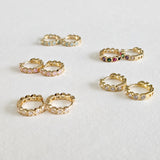 Gold Filled Crystal Stone Huggies (5 Colours)
