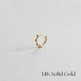 14K Ball Detail Huggie Hoop