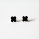 Black Spinel Clover Studs