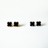 Black Spinel Clover Studs