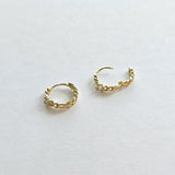 14K Braids CZ Huggies