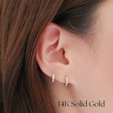 14K Crystal Huggie Hoop