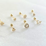14K Crystal Heart Cartilage Earring