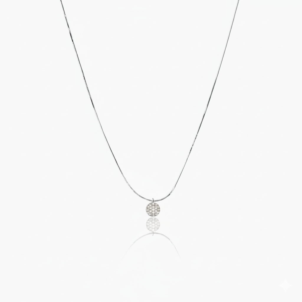 Necklace with a round pendant on a white background