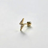 14K Crystal Lightning Cartilage Earring