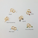 Elegant huggie earrings with dangly natural gemstone, featuring a minimalist design for sophisticated style