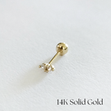 Double Crystal 14K Solid Gold Cartilage Earring