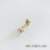 14K Double Crystal Cartilage Earring