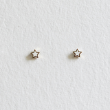 14K White Tiny Star Studs