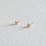 14K White Tiny Star Studs
