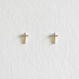 14K Crystal Cross Studs